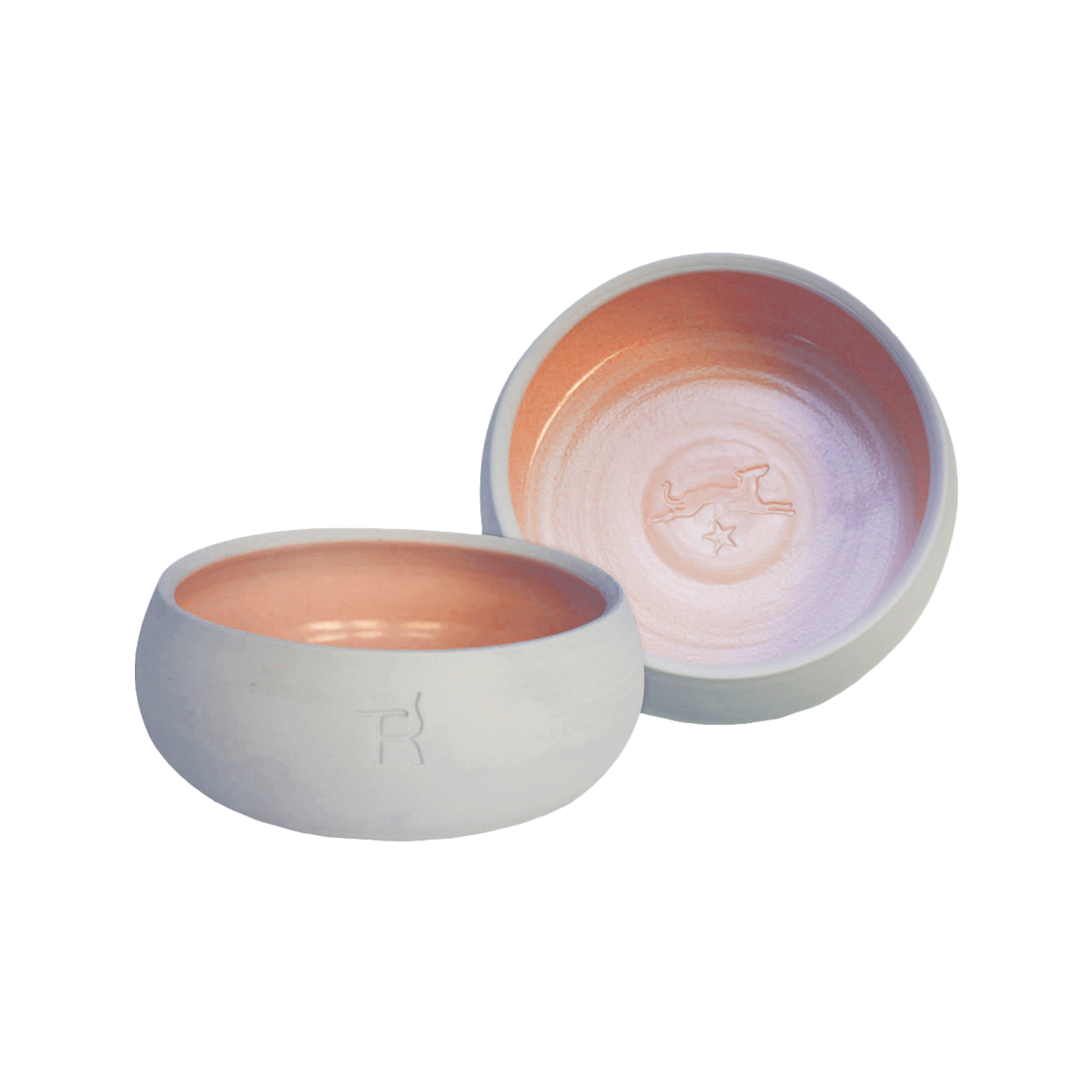 Ceramic dog bowl – natural colour / salmon colour