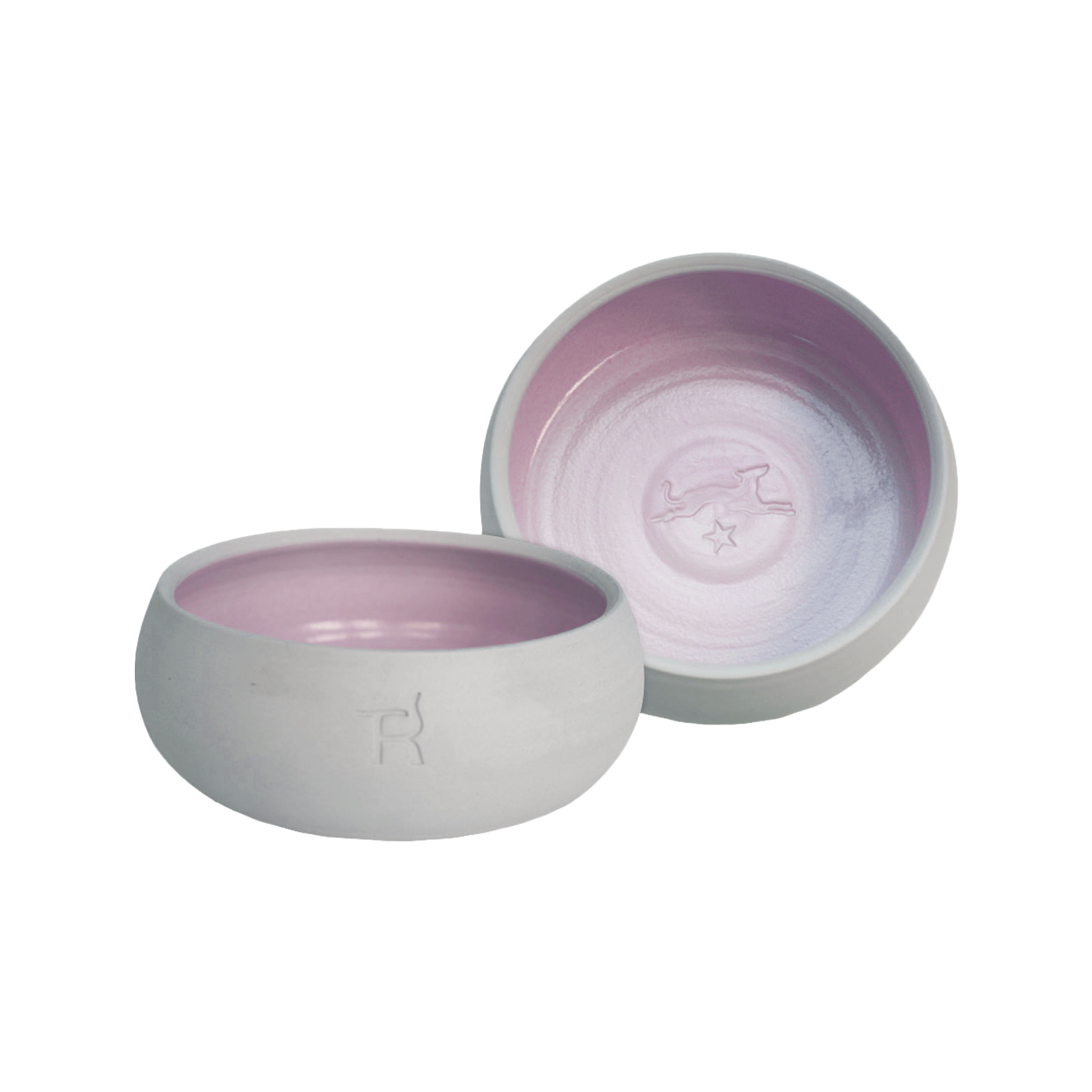 Ceramic dog bowl – natural colour / pastel lilac