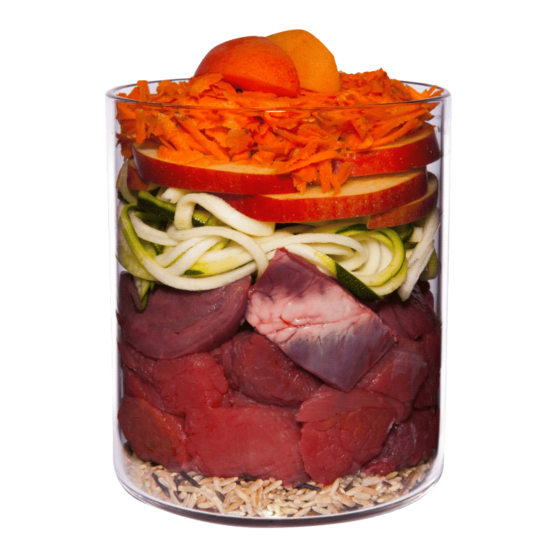Beef with carrot, apple and natural rice