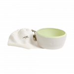 Ceramic dog bowl – natural colour / light green