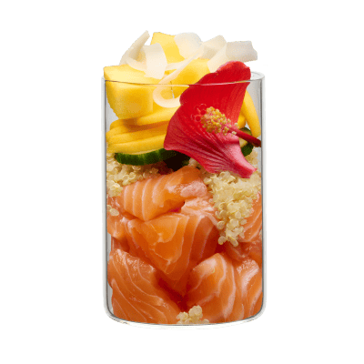 Waikiki Woof: salmon with quinoa, mango and hibiscus